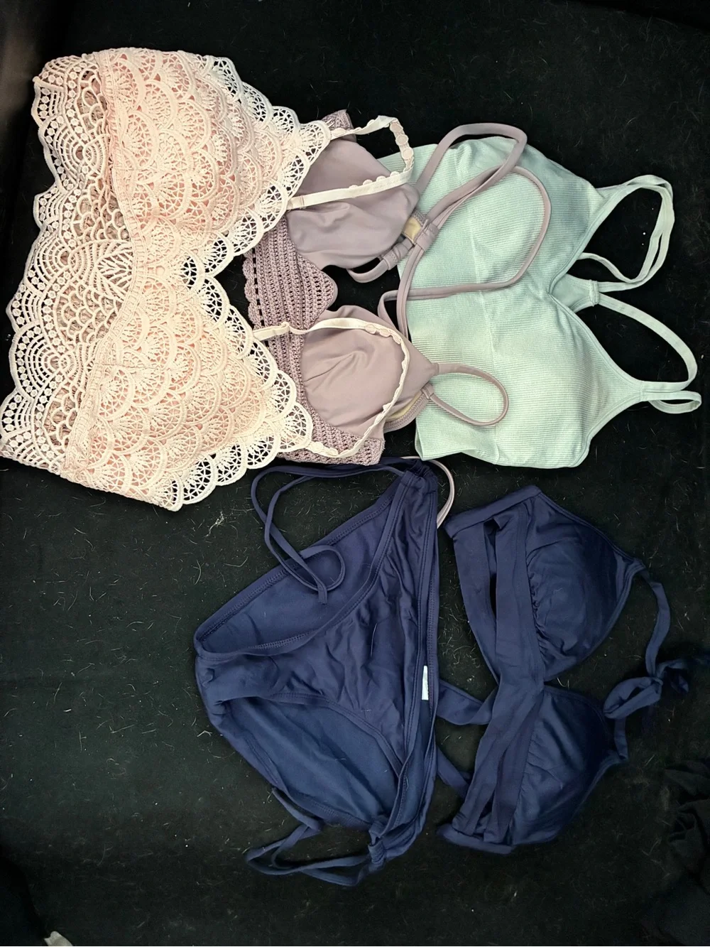 Multi-Color Women’s Bralette Set - Pink, Lavender, Mint, Navy